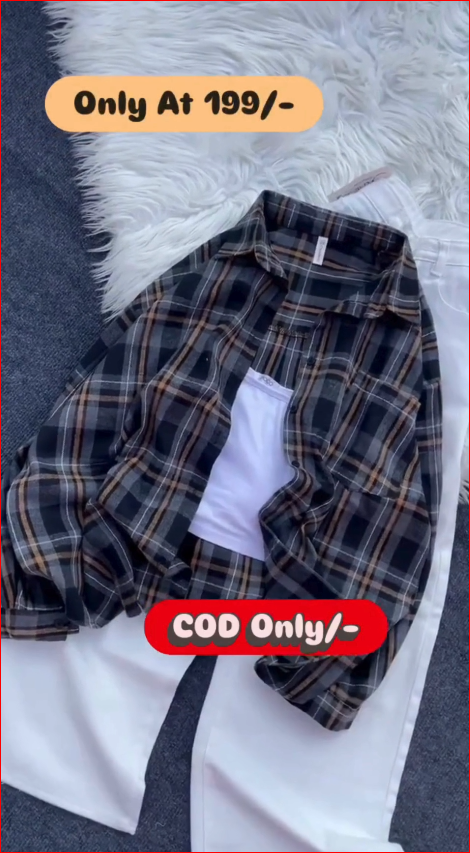 Women’s Trendy Checkered Oversized Shirt | Casual Plaid Layering Shirt |