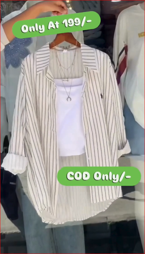 Women’s Stylish Vertical Stripe Oversized Shirt | Trendy Casual Layering Shirt |