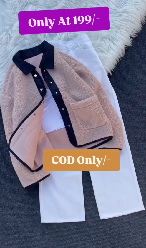 Teddy Fleece Button Jacket for Girls | Stylish Winter Sherpa Coat |
