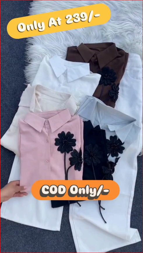 Floral Embellished Casual Shirt for Girls | Stylish Oversized Party Shirt |