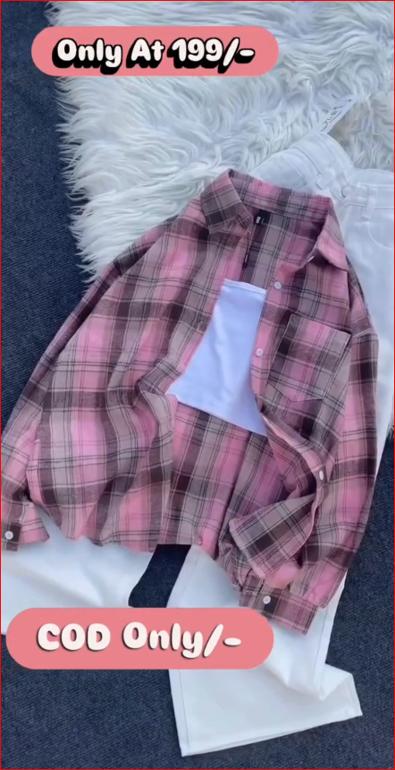 Checkered Oversized Shirt for Girls | Stylish Casual Plaid Shirt |
