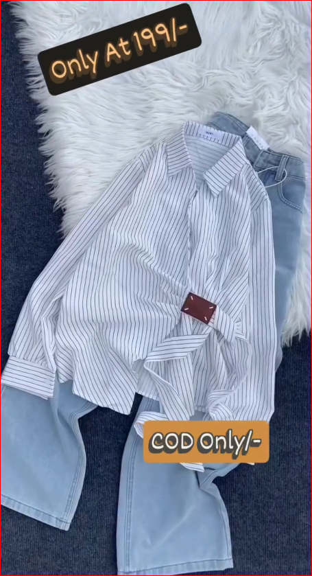 Striped Side-Tie Shirt for Girls | Stylish Casual Oversized Shirt |