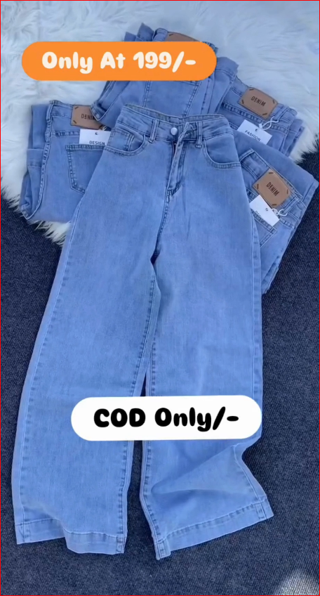 High Waist Wide Leg Denim Jeans for Girls | Trendy Straight Fit Jeans |