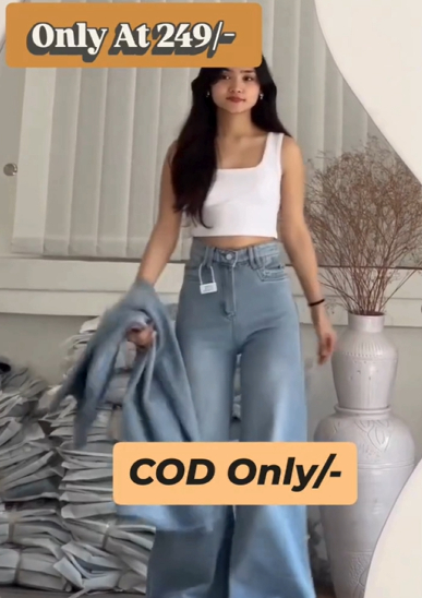 High Waist Wide Leg Denim Jeans for Women