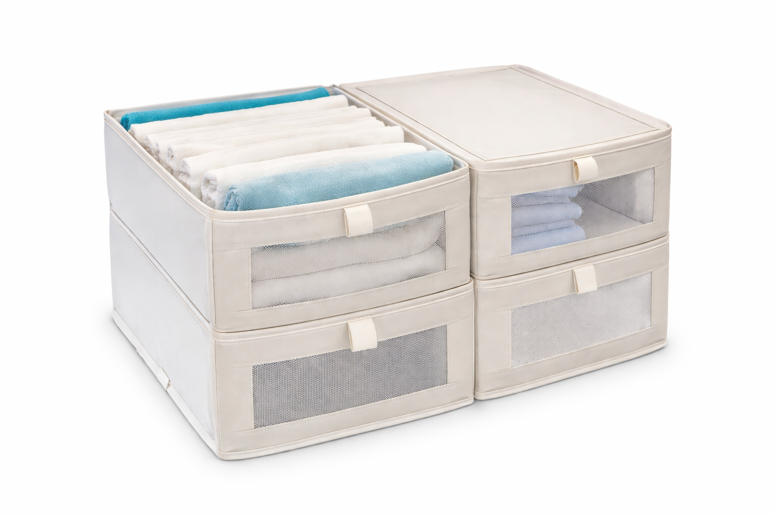 Foldable Fabric Storage Boxes with Transparent Window