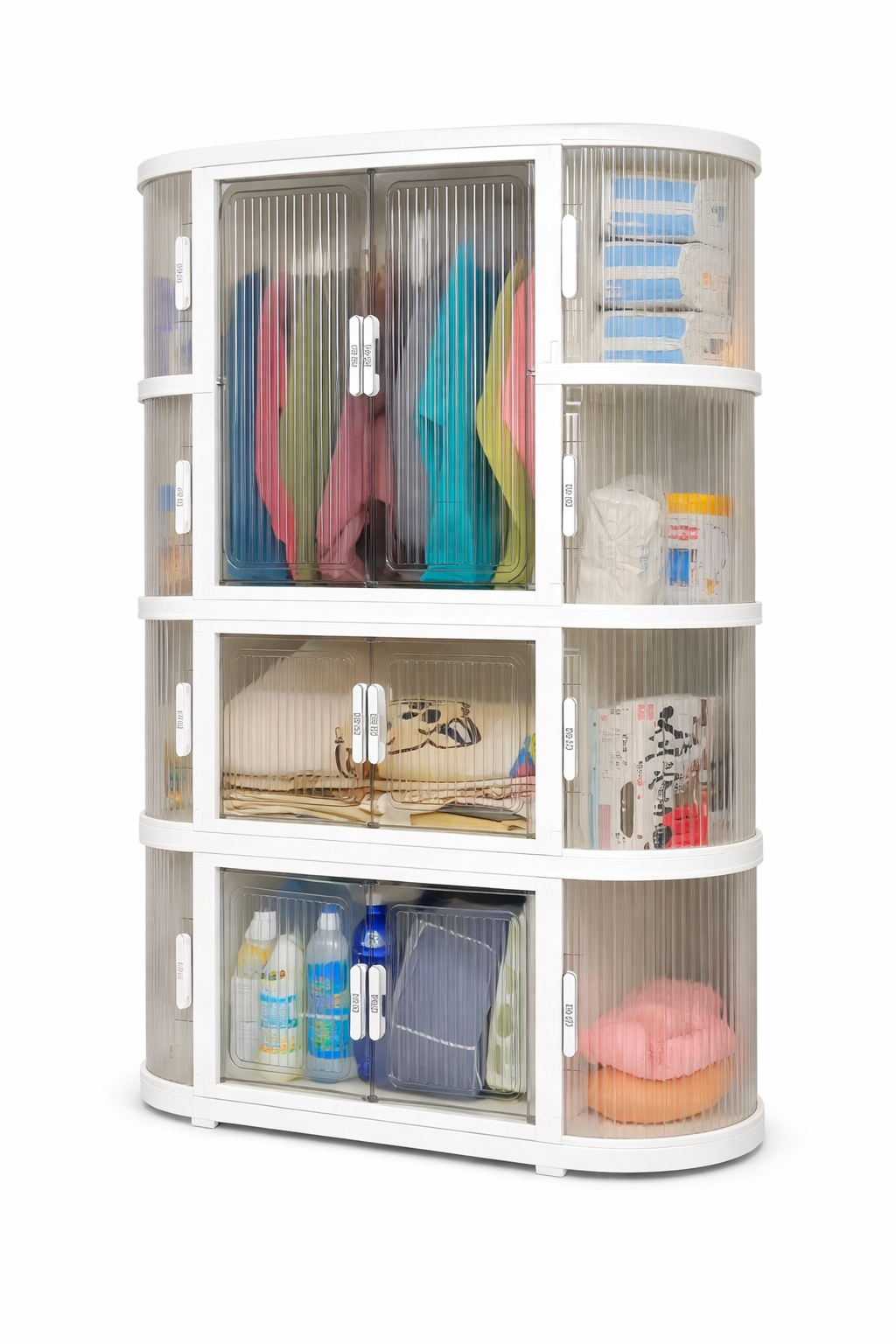 Multi-Layer Foldable Storage Cabinet with Transparent Dustproof Doors