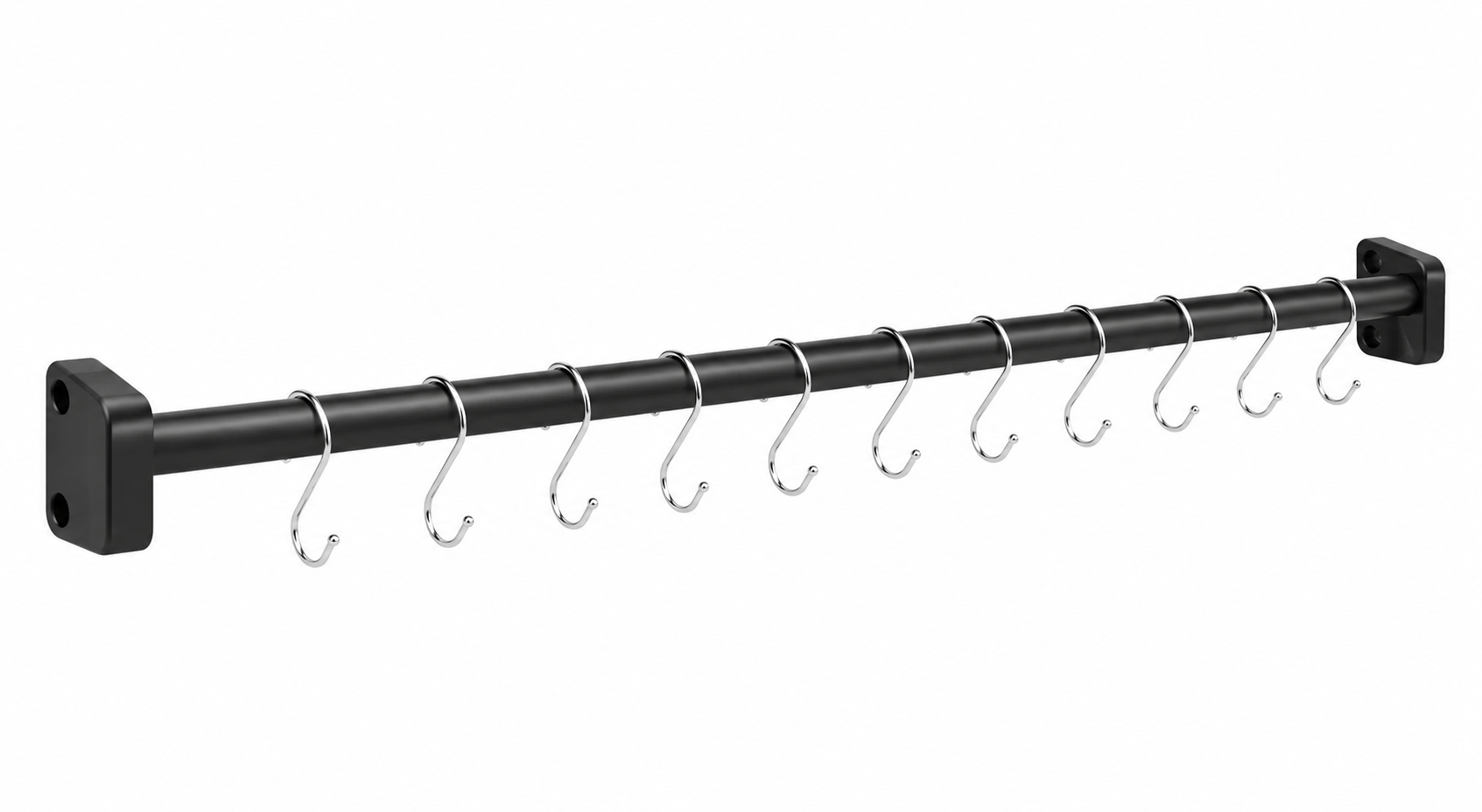 Wall Mounted Kitchen Utensil Hanging Rod with Hooks | Multipurpose Organizer Rack