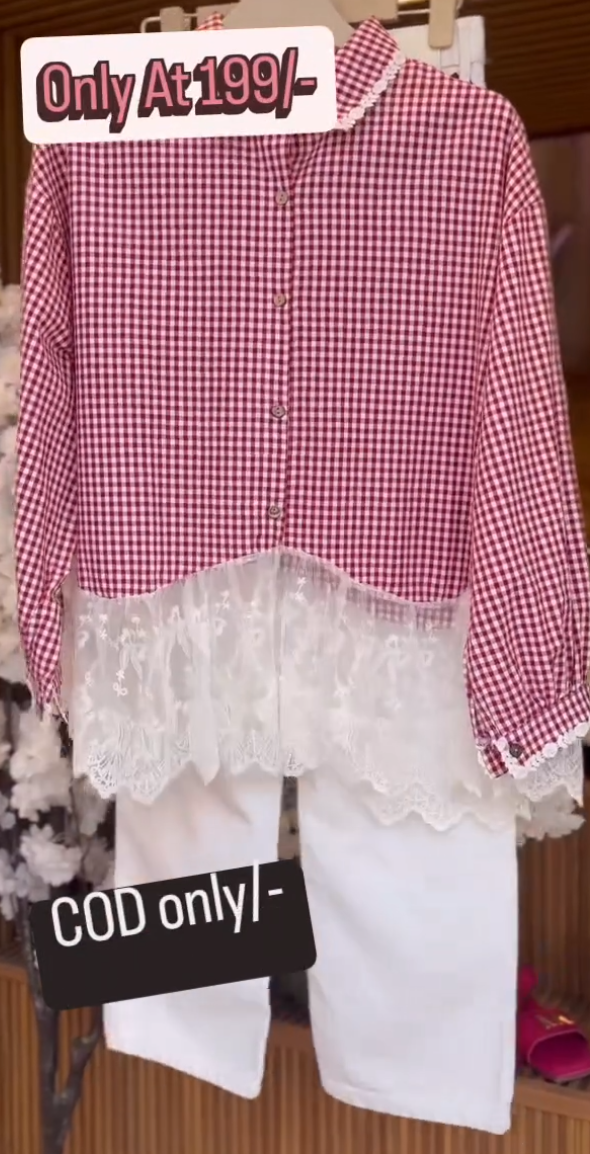 Trendy Checkered Shirt & White Straight Pant Co-Ord Set for Women