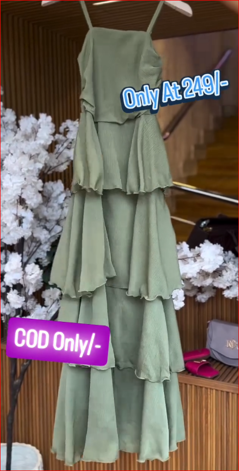 Elegant Sage Green Tiered Ruffle Maxi Dress